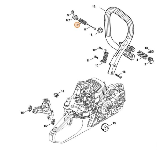 Markolat rugó STIHL MS 291, MS 231, MS 271, MS 261 láncfűrészekhez, 1141 791 3102
