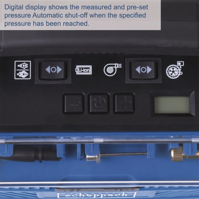 Bezolejový kompresor aku 20V, 230V, 12V Scheppach Air Force 6, 5906159901