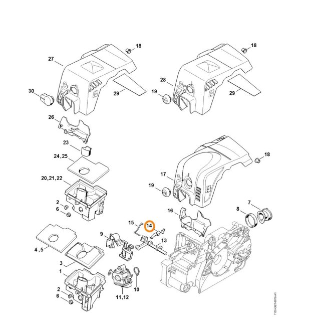 Érintkező rugó STIHL MS 170, MS 180, MS 660 láncfűrészhez, 1130 442 1602