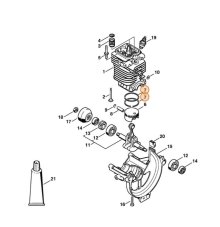 Krúžok piestny 43mm pre krovinorez STIHL FS 130, FS 131, FS 311, 4180 034 3001