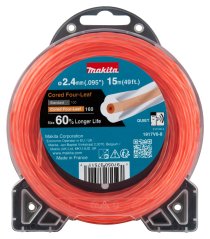 Profesionálna žacia struna MAKITA štvorlístok s jadrom 2,4 mm, 15 m - 1917V0-8