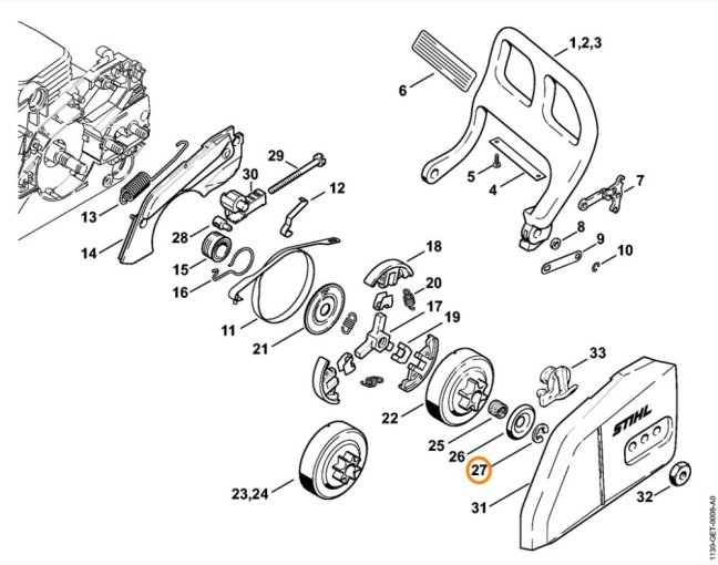 Kuplung biztosítógyűrű 8 × 1,3 mm STIHL láncfűrészhez, 9460 624 0801