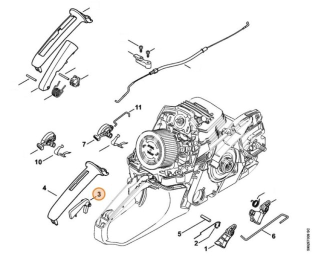 Kar rögzítő biztosító STIHL MS 271, MS 291, MS 261 láncfűrészhez, 1141 182 0800