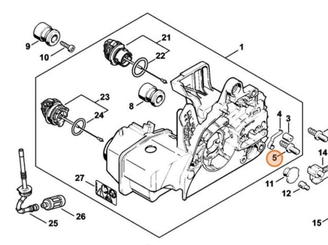 ND STIHL Skrutka s nákružkom, štift pre reťazovú pílu MS 231,MS 211,MS 251, 1123 664 2400