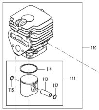 Henger és dugattyú készlet (47 mm) MAKITA EA6100P, DOLMAR PS6100 - 130131150