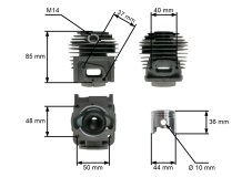 Kompletný valec s piestom Ø 44 mm pre čínske krovinorezy 52 ccm, 07-12015