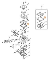 Regulačné tesnenie karburatora pre reťazovú pílu STIHL MS 171, MS 181, FS 130, 4229 129 0901