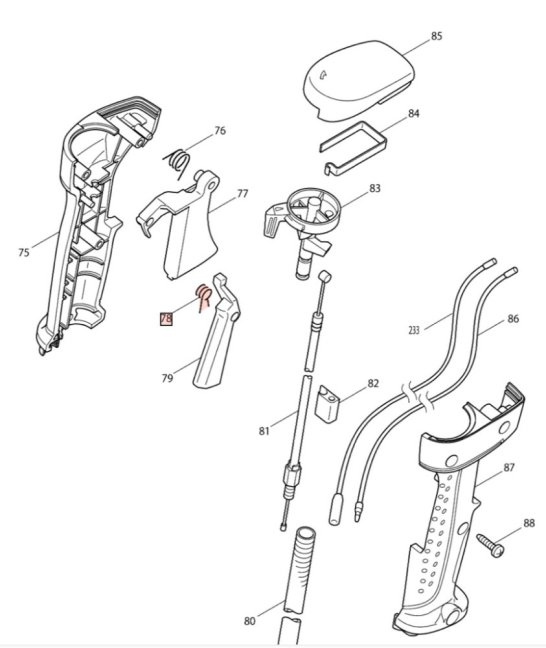 Spring for MAKITA / DOLMAR EBH2500, MS245.4, MS34U, 233541-3 switch