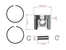 ND GP Kompletný piest pre motorové píly Stihl 025, MS 250, 42,5 mm, 1123 030 2016