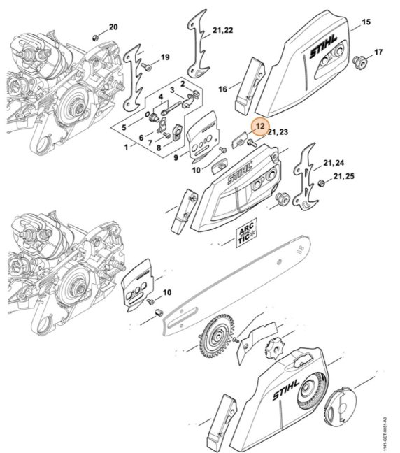 Lišta klzná pre reťazovú pílu STIHL 024, MS 440, 044, MS 260,MS 261,MS 362, 1121 648 6610