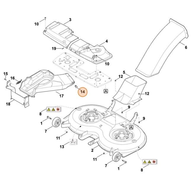 ND STIHL / VIKING Čap zberného koša pre kosačku RM 448, RMA 235, 6375 703 9010