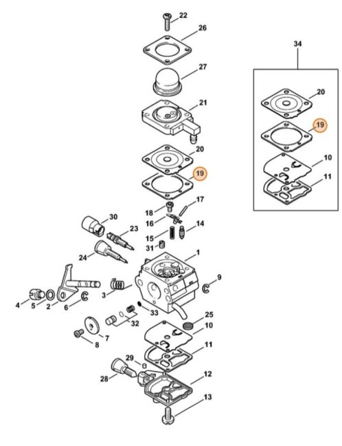 Regulačné tesnenie karburatora pre reťazovú pílu STIHL MS 171, MS 181, FS 130, 4229 129 0901