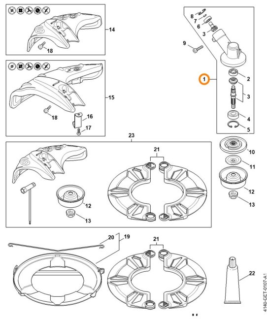 ND STIHL Prevodovka pre krovinorez FS 55 2-mix, FS 56 /4144/ 4144 640 0100 (40e)