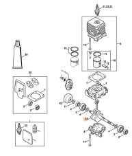 Kľukový hriadeľ pre krovinorez / vyžínač STIHL FS 38, FS 45, FS 55, KM 55, MM 55, 4140 030 0401