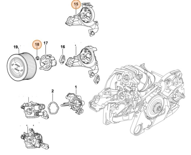 ND STIHL Dno filtra pre reťazovú pílu MS 261, 1141 141 0920