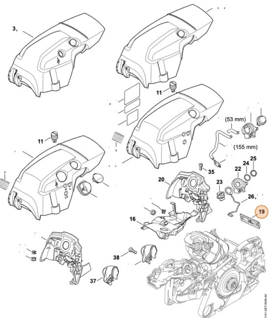 Csúszka láncfűrészhez STIHL MS 261, MS 271, MS 291, 1141 084 4100