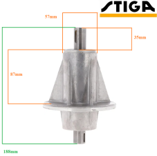 Mandrela, unášač nôža pre záhradný traktor pravý STIGA TC102, TC122, Castel Garden Honda Oleomac Karsit Solo Stiga Viking 82207201/0, 6151 700 3505, CG82207-201-H2, 1136-0480-01, 382207201/3LC