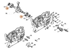 Radiální kuličkové ložisko kliky 15 × 38 × 11 pro řetězovou pilu STIHL, 9523 003 4301