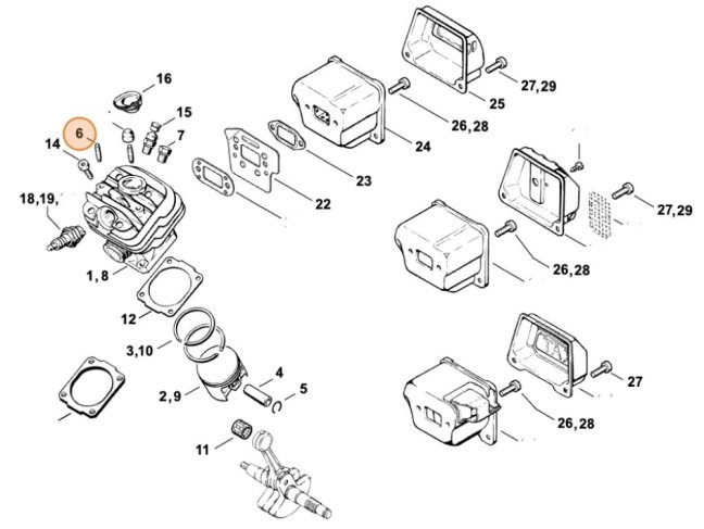 Menetes tőcsavar M5 STIHL MS 240, MS 360, MS 260 láncfűrészekhez, 0000 953 0818