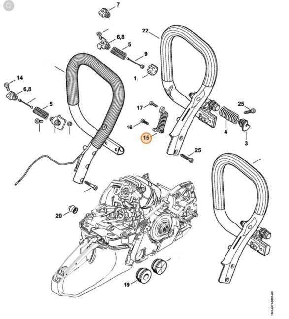 Rezgéscsillapító rugó STIHL MS 271, MS 261, MS 291 láncfűrészekhez, 1141 790 8304