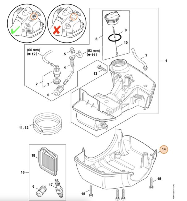 Alsó burkolat STIHL FS 240, FS 260, FS 410, FS 460 bozótvágókhoz, 4147 350 6600