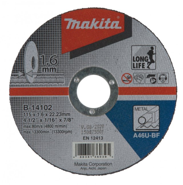 Kotúč rezný na železo MAKITA 115x1,6x22,23mm