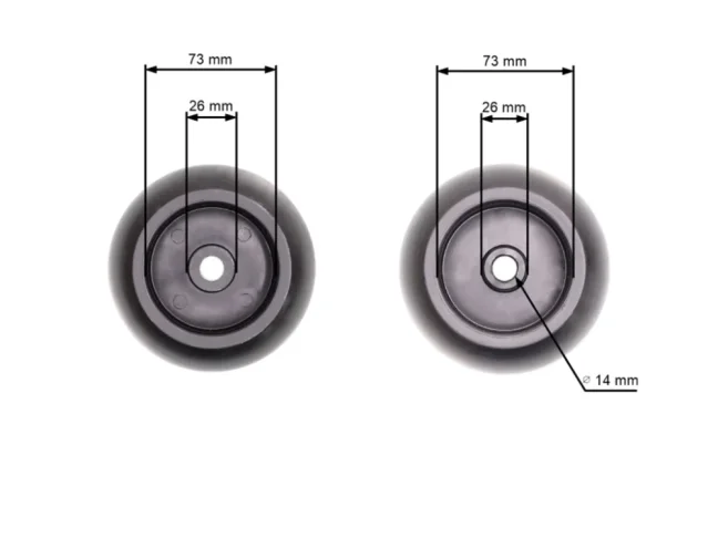 Wide universal anti-scalp wheel for tractor mower deck drum