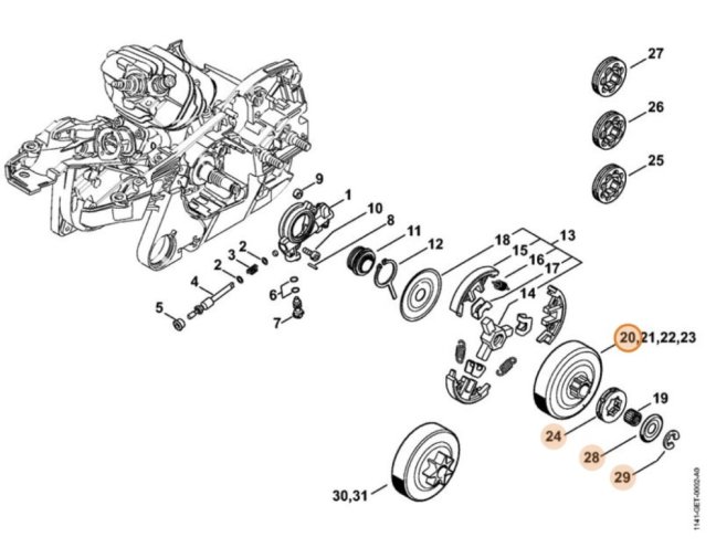 Kuplungdob koszorúval .325”, 7 fog STIHL MS 261, MS 271, MS 291 láncfűrészekhez, 1141 007 1002