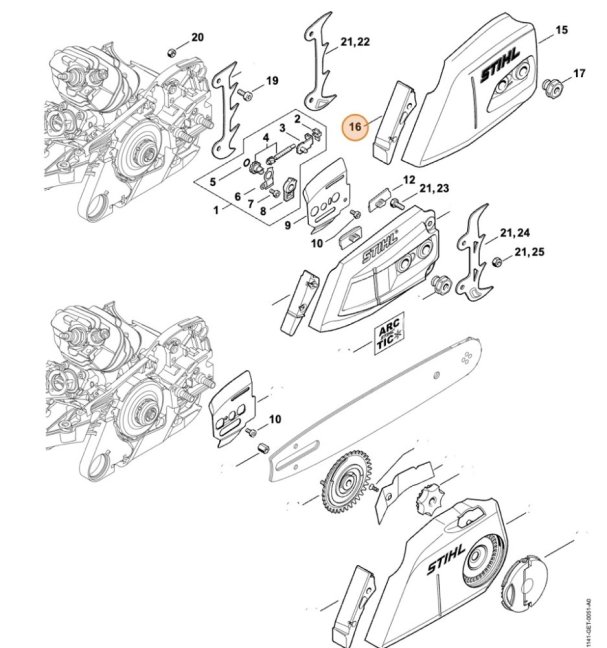 Burkolat gumi STIHL MS 261, MS 441, MS 362 láncfűrészhez, 1135 656 1500