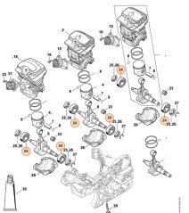 ND STIHL Radiálne guľôčkové ložisko kľukovky DIN625-6202 pre reťazovú pílu / krovinorez / rosič, 9503 003 0340