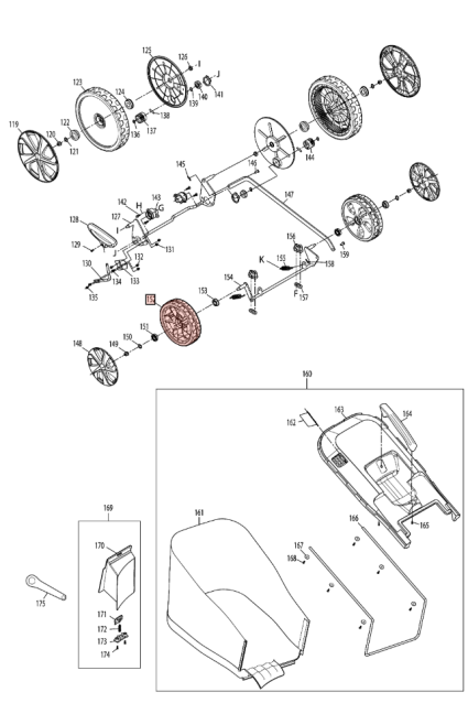 Koleso predné 8" MAKITA / DOLMAR ELM4620, ELM4621, EM462, EM463S, YA00001082