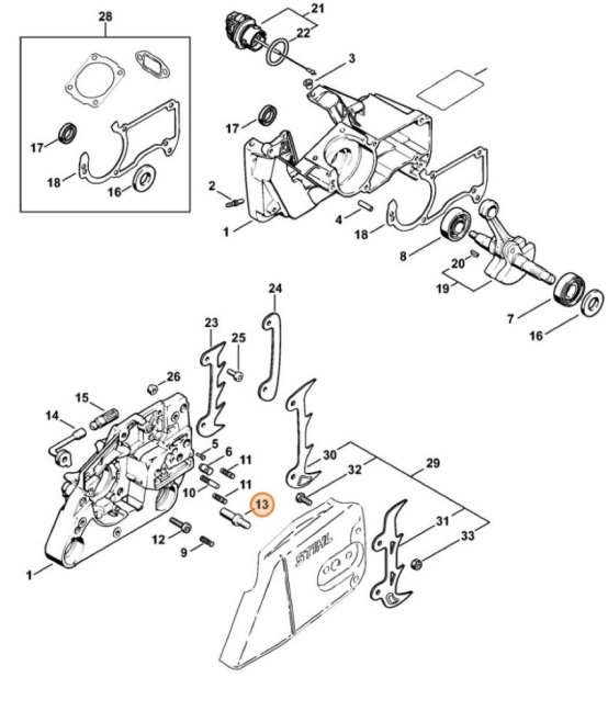 Peremes csavar M8, csap STIHL MS 260, MS 360, MS 270 láncfűrészekhez, 0000 953 6605