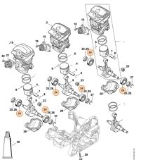 ND STIHL Radiálne guľôčkové ložisko kľukovky DIN625-6202 pre reťazovú pílu / krovinorez / rosič, 9503 003 0340