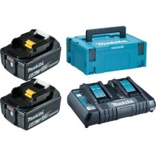 Akumulátor sada s dvojnabijačkou 18V LXT MAKITA 2 x BL1860B+DC18RD, 198077-8