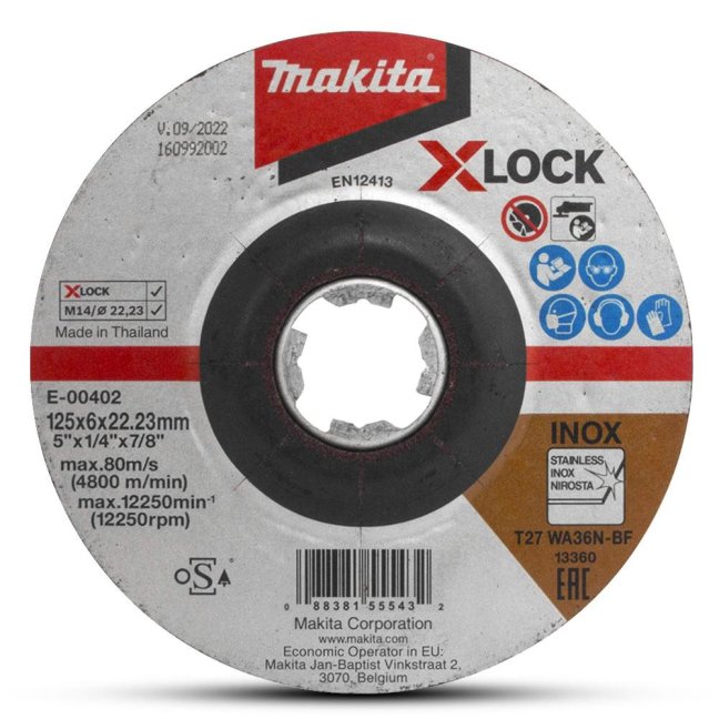 Kotúč brúsny oceľ, nerez MAKITA XLOCK E-00402