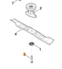 Skrutka noža 3/8” x 2 1/4” pre kosačku STIHL / VIKING RM 248, RM 253, RM 448 T, MB 248, MB 253 T, 9008 319 9028