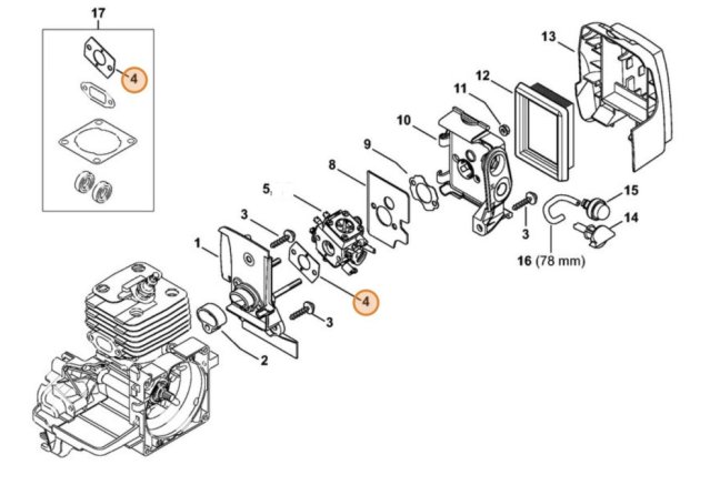 ND STIHL Tesnenie karburátora pre krovinorez FS 120, FS 350, FS 250, 4134 129 0902