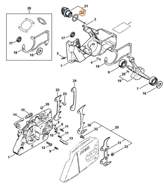 Záródugó gumigyűrű N 23×3 STIHL MS 260, MS 181, MS 261, MS 240 láncfűrészhez, 9645 948 2470