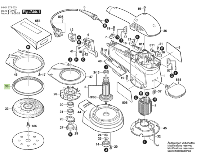 Friction ring, brake for random orbital sander BOSCH GEX 125 A, GEX 125 AC, GEX 150 AC, PEX 220 A, 1 600 A00 JE7