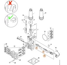Piest riadiaci pre vysokotlakový čistič STIHL RE 120, RE 130 PLUS, 4950 510 0300