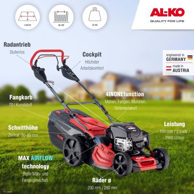 Benzínová kosačka AL-KO Premium 473 VS-B, olej zdarma, 123029